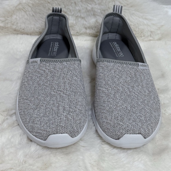 Adidas Cloudfoam Lite Walking Slip On Shoes Gray White Slip-On Sneakers Size 9.5 - Picture 3 of 11